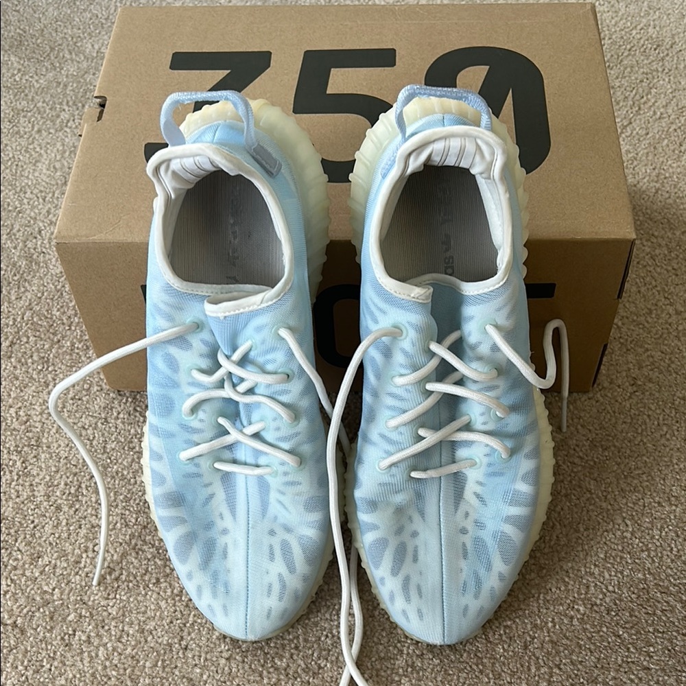 Yeezy Blue and White Athletic Shoes
